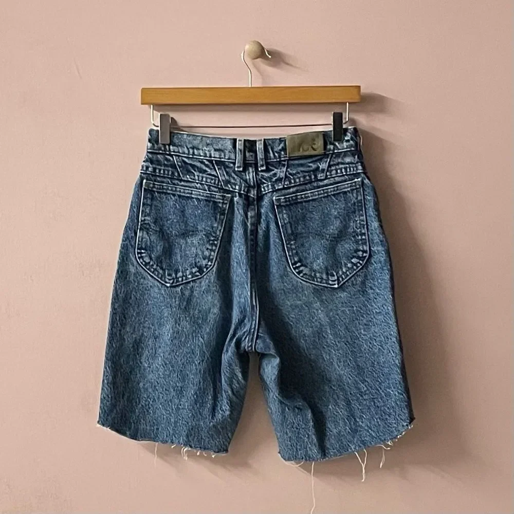 Vintage Lee Riders Dark Medium Wash Denim Cut Off Shorts Size 10 Petite GUC